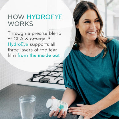 HydroEye Dry Eye Supplement – Clinically Tested with GLA & Omega-3 – Supports a Healthy Tear Film for Lasting Eye Comfort – 120