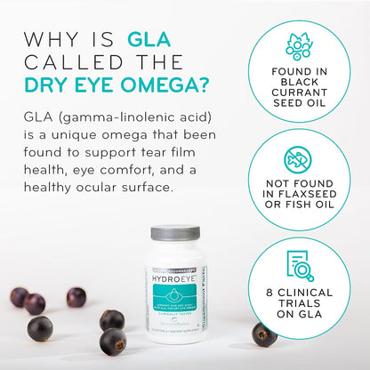 HydroEye Dry Eye Supplement – Clinically Tested with GLA & Omega-3 – Supports a Healthy Tear Film for Lasting Eye Comfort – 120