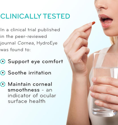 HydroEye Dry Eye Supplement – Clinically Tested with GLA & Omega-3 – Supports a Healthy Tear Film for Lasting Eye Comfort – 120