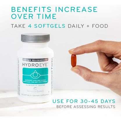 HydroEye Dry Eye Supplement – Clinically Tested with GLA & Omega-3 – Supports a Healthy Tear Film for Lasting Eye Comfort – 120